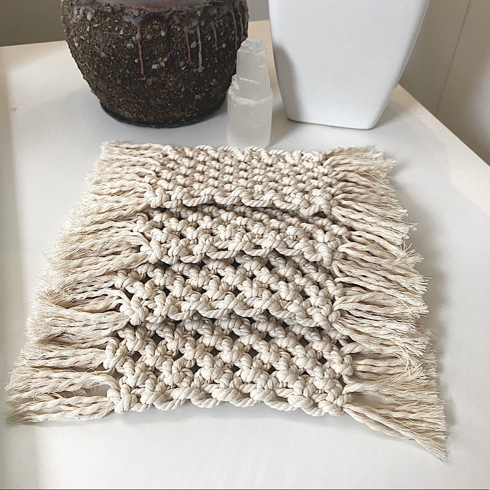 Set of 4 Boho Macrame Coasters - Picture 4 of 5